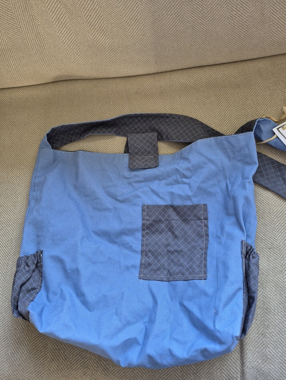 Blue And Gray Handmade Soft Cloth Diaper Bag